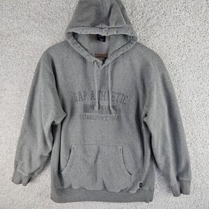 Vintage GAP Athletic Dept Grey Oversized Hoodie Sweatshirt Men's Medium Y2K 2002